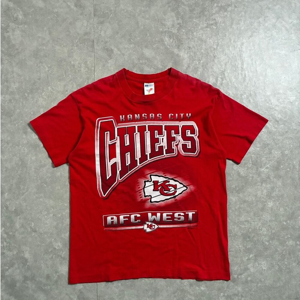 90s Vintage Kansas City Chiefs Artex Red T-Shirt -L